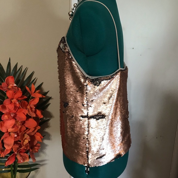 ZARA rose gold flip sequin cami NWOT - Picture 4 of 8